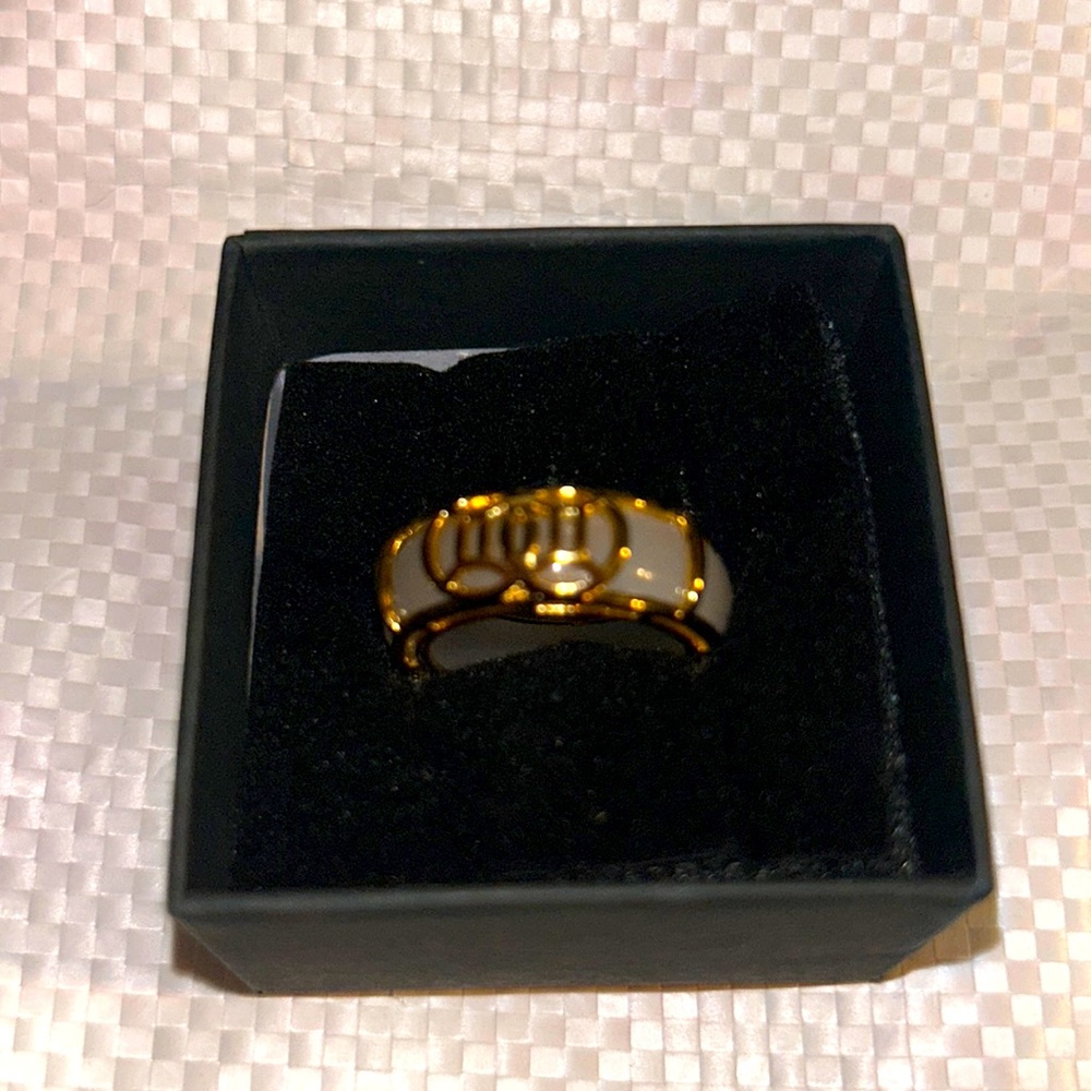 Jade ring with gold tone size 7.5/8